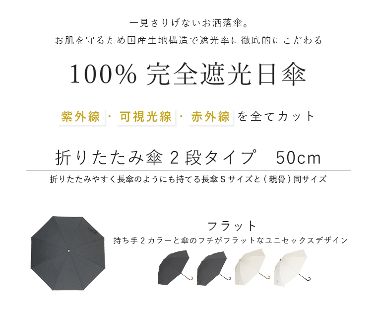 完全遮光日傘 折りたたみ傘 2段タイプ