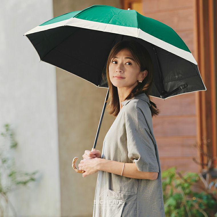 100%完全遮光 晴雨兼用日傘 折りたたみ2段タイプ バイカラー