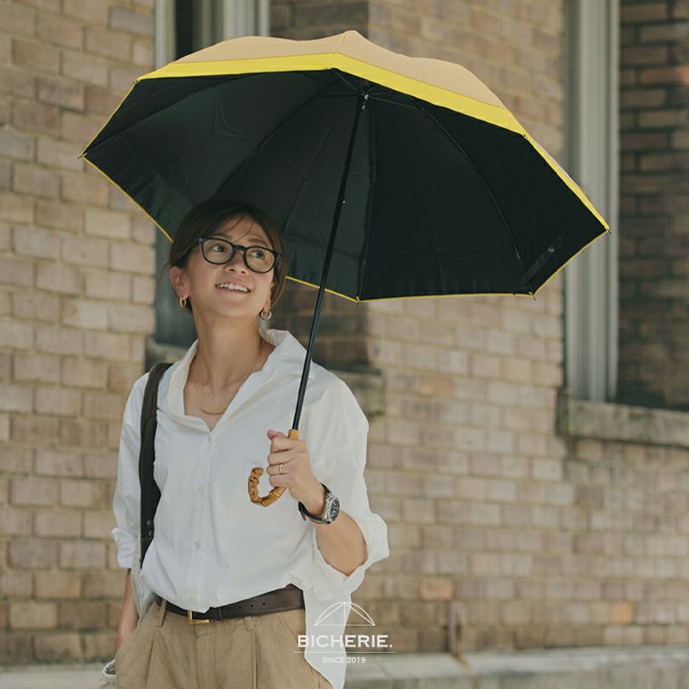 100%完全遮光 晴雨兼用 折りたたみ日傘 2段タイプ 50cm バイカラー 