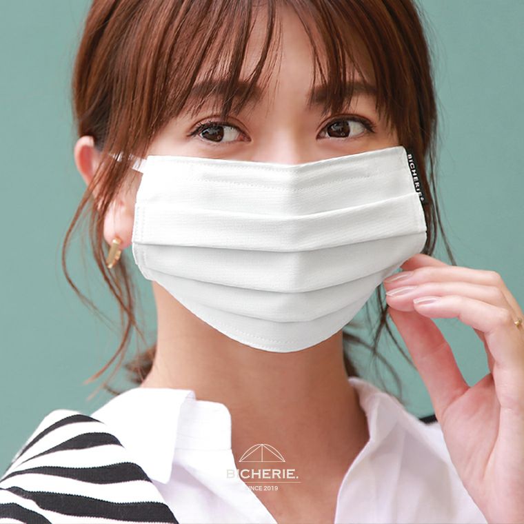 100%完全遮光 国産 プリーツ フェイスマスク 接触冷感 UVマスク 