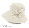 100% 完全遮光 日本製 リボンクロッシェ 麻混 全2色 レディース 帽子 撥水 完全遮光帽子 UVハット ベージュ