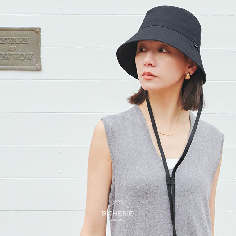 100%完全遮光 国産 バケットハット 紐付き オックス