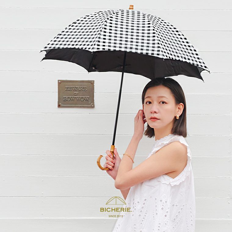 100%完全遮光 晴雨兼用 折りたたみ日傘 2段タイプ 50cm アーチ ギンガムチェック