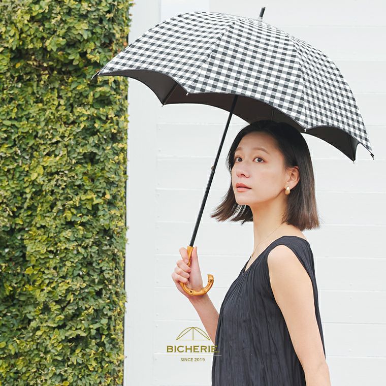 100%完全遮光 晴雨兼用日傘 Sサイズ 50cm アーチ ギンガムチェック